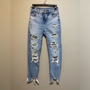 American Eagle Mom Jeans with holes